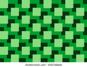A square of lines, light green and black on a green background. Seamless pattern.