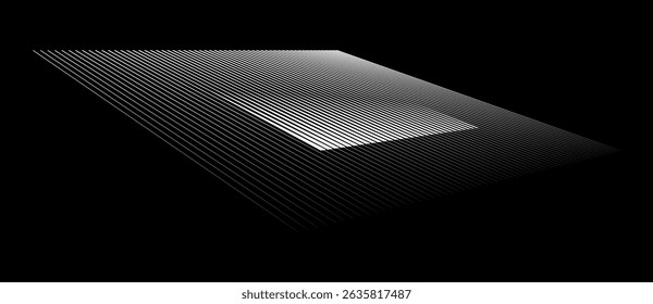 Square with lines, perspective view. Distorted  square optical illusion effect. Can be used as logo, icon, tattoo, design element.