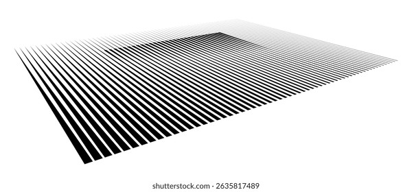 Square with lines, perspective view. Distorted  square optical illusion effect. Can be used as logo, icon, tattoo, design element.