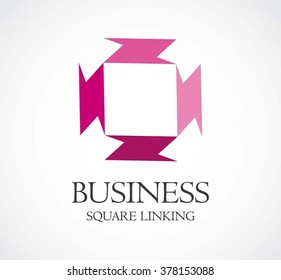 Square linking group abstract vector and logo design or template ribbon rhombus business icon of company identity symbol concept