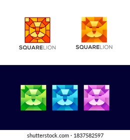 Square lion logo template for personal or company