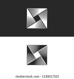 Square logo abstract geometric infinity shape, technology linear infinite illusion symbol, cross-lights icon