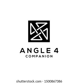 square logo black with number 4 overlapping logo design 