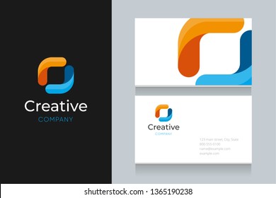 square logo with business card template. Vector graphic design elements editable for company and entrepreneur.