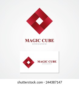 Square logo with business card template 