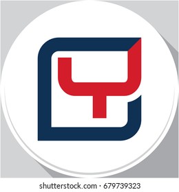 Square logo icon with combination of initials letter Y