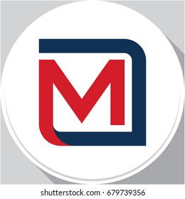 Square logo icon with combination of initials letter M