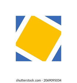 Square logo icon creative concept with blue and yellow color