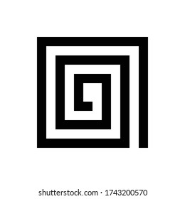 Quadratisches Logo. Labyrinth-Symbol. Fett Vector. Schwarz.
