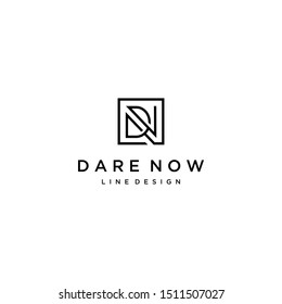 square logo line with initial letter dn design concept
