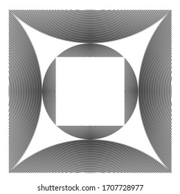 Square Logo with lines. Circle unusual icon Design .Background with Vector stripes .Geometric shape.