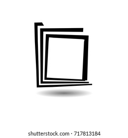 square Logo with lines.rectangle unusual icon Design .frame with Vector stripes . circular arrows