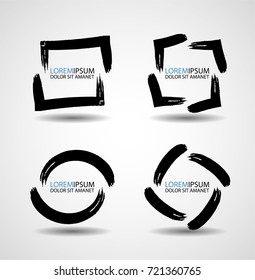 square Logo with lines.rectangle unusual icon Design .frame with Vector stripes . circular arrows