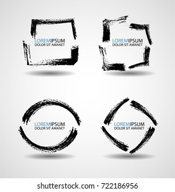 square Logo with lines.rectangle unusual icon Design .frame with Vector stripes . circular arrows