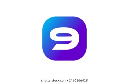 Número de logotipo cuadrado Icono azul púrpura moderno