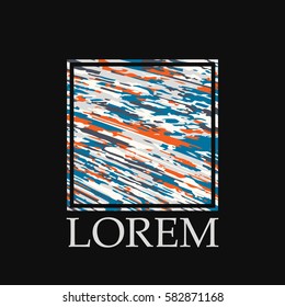 Square logo with paint strokes. Vector illustration.