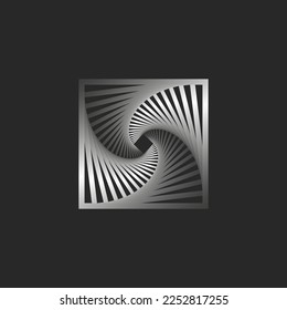 Square logo spiral perspective with twisting, mystic fractal shape identity design mockup.