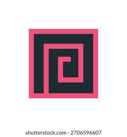 Plantilla cuadrada del logotipo. Línea espiral simple icono. Logotipos de empresas y negocios