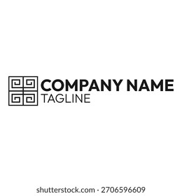 Plantilla cuadrada del logotipo. Línea espiral simple icono. Logotipos de empresas y negocios