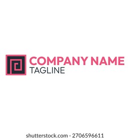 Plantilla cuadrada del logotipo. Línea espiral simple icono. Logotipos de empresas y negocios