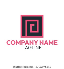 Plantilla cuadrada del logotipo. Línea espiral simple icono. Logotipos de empresas y negocios