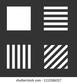 Square logo templates. Memphis style. Black background. Stock vector.
