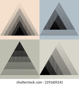 Square Logo with triangles.Modern art design .Black Vector stripes .Straight speed lines .Geometric shape. Wall art .