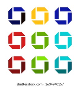 Square logo vector illustratiom with nine diferent color style 