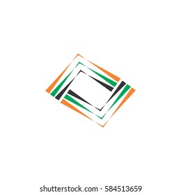 square logo vector with three color strip