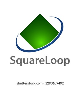 square loop logo concept design. Green blue color symbol graphic template element vector