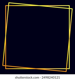 Square luxury gold frame template isolated on dark blue background. Vector illustration.