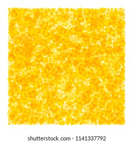 Square made of dots. Many yellow and orange translucent spots forming a bright square shaped area. Sunny decor. Illustration. Vector.