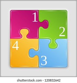 Square made of puzzle pieces with numbers, vector eps10 illustration