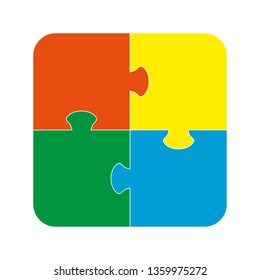 Square is made of puzzles, flat design
