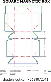 Diseño de diagrama de Plantilla de caja magnética cuadrada imprimible