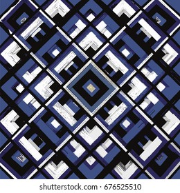 Square, mandala, hand drawn vector pattern. Geometric romb print in vector pattern. Hand drawn fashion stylish pattern.