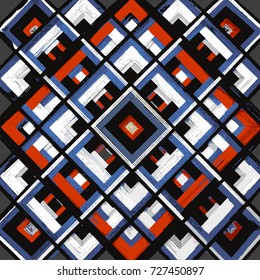 Square, mandala, hand drawn vector pattern. Geometric romb print in vector pattern. Hand drawn fashion stylish pattern.