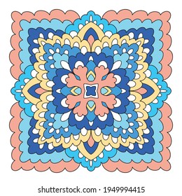 Square mandala icon. Hand drawn and outline illustration of Square mandala vector icon for web design