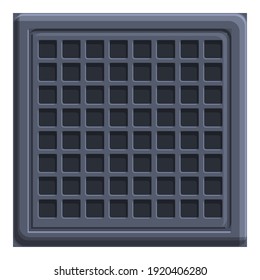 Square manhole icon. Cartoon of square manhole vector icon for web design isolated on white background