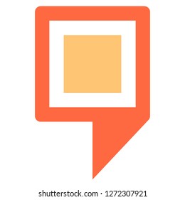 Square map pin sign location icon. Web internet cartography button created in flat style. The design graphic element is saved as a vector illustration in the EPS file format.
