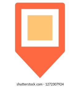 Square map pin sign location icon. Web internet cartography button created in flat style. The design graphic element is saved as a vector illustration in the EPS file format.