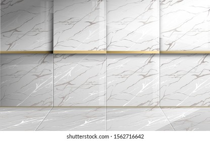 Square marble with golden texture. Abstract luxury background. Vector illustration. Space for your design