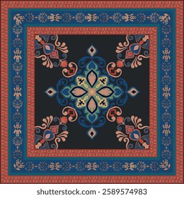 square mat prayer rug vintage scarf pattern Mandala pattern
