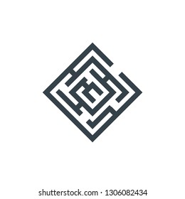 square maze concept logotype template design. Business logo icon shape.  square maze simple logo illustration