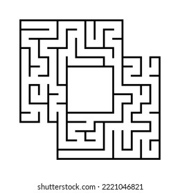 Square maze. Game for kids. Funny labyrinth. Education developing worksheet. Activity page. Puzzle for children. Riddle for preschool. Logical conundrum. Vector illustration.