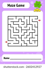 Square maze. Game for kids. Funny labyrinth. Education developing worksheet. Activity page. Puzzle for children. cartoon . Riddle for preschool. Logical conundrum. Vector illustration.
