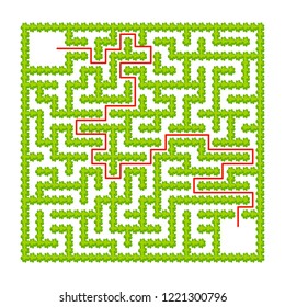 Square maze. Game for kids. Puzzle for children. Labyrinth conundrum. Flat vector illustration isolated on white background