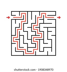 El laberinto cuadrado. Juego para niños. Rompecabezas para los niños. El acertijo laberíntico. Ilustración vectorial. Busque la ruta correcta.