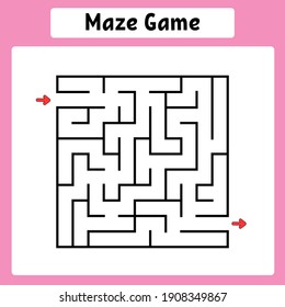 Square maze. Game for kids. Puzzle for children. Labyrinth conundrum. Vector illustration. Find the right path.