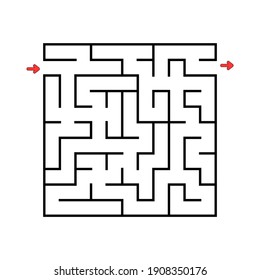 Square maze. Game for kids. Puzzle for children. Labyrinth conundrum. Vector illustration. Find the right path.